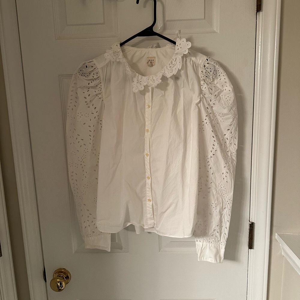 La Vie Rebecca Taylor White Eyelet Blouse